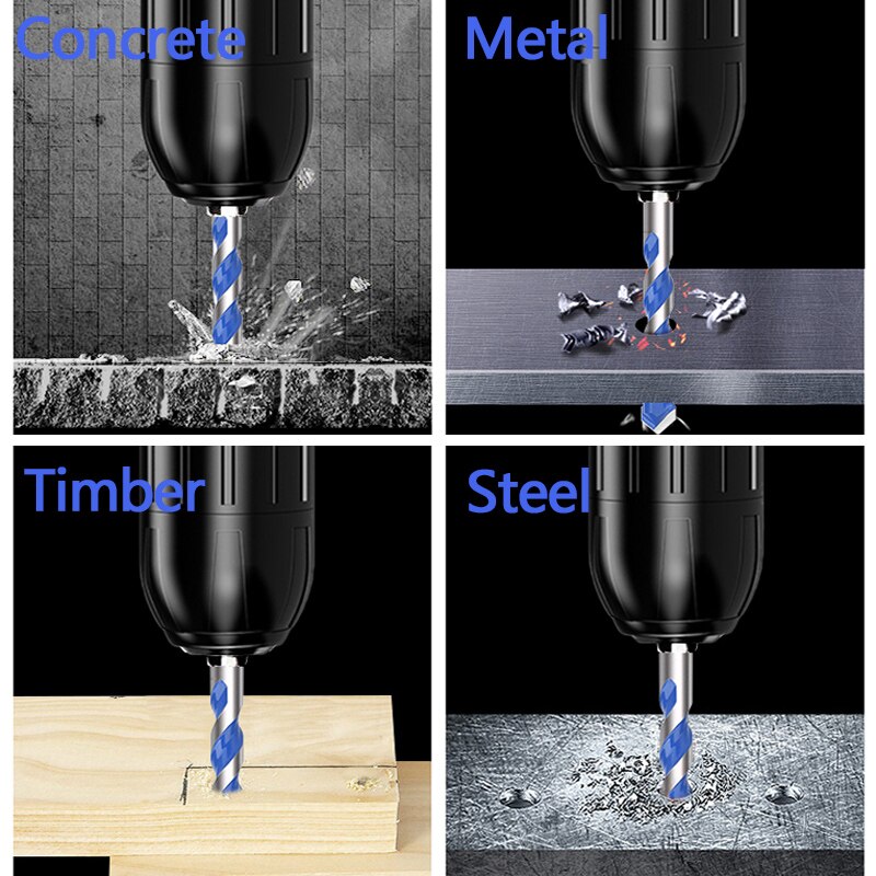 7Pcs Ultimate Brill Bits Multi-Material Triangle Drill Bit Diamond Set for Tile Concrete Brick Glass Plastic Wood Stone 3-12mm
