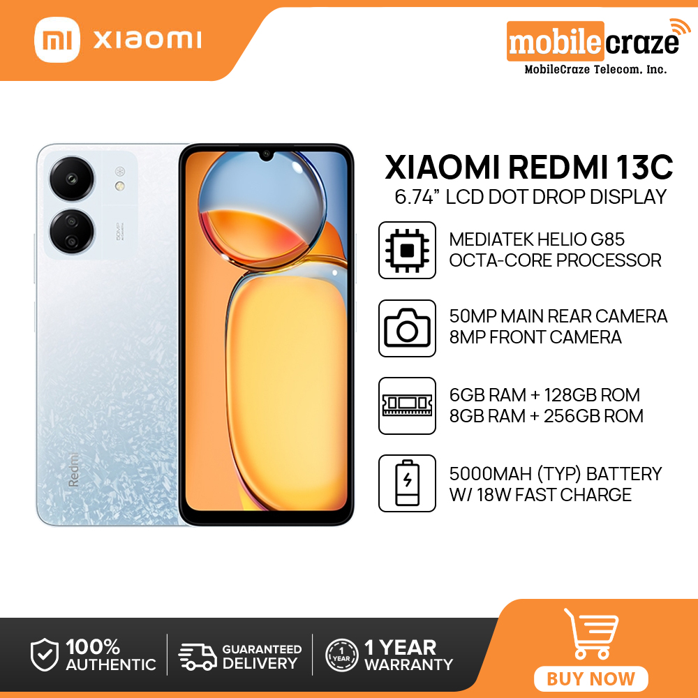 Xiaomi Redmi 13C Smartphone, 6GB+128GB / 8GB+256GB, MediaTek Helio G85, 50MP AI Triple Camera, 6.74 90Hz Display, 5000mAh Battery, 18W Fast  Charging