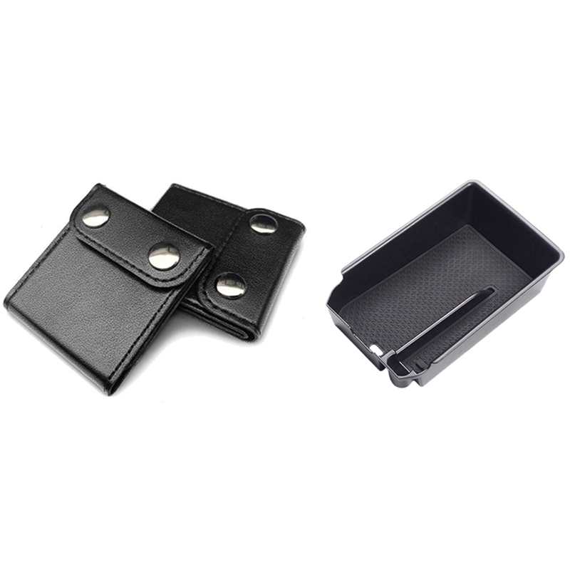 3 Pcs Car Accessories: 2 Pcs Auto Seat Belt Regulator Fixer Adjuster & 1 Pcs Car Central Console Stowing Tidying Box