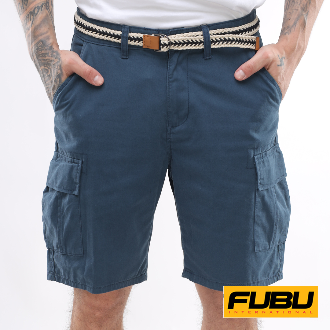 Boohoo Denim Fixed Waist Band Cargo Short in Navy Blue Womens Clothing Shorts Cargo shorts 