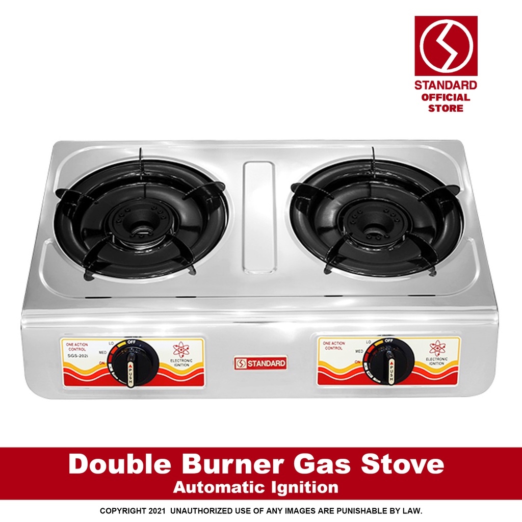 Standard Gas Stove Double Burner LPG Stove Stainless Steel (Automatic