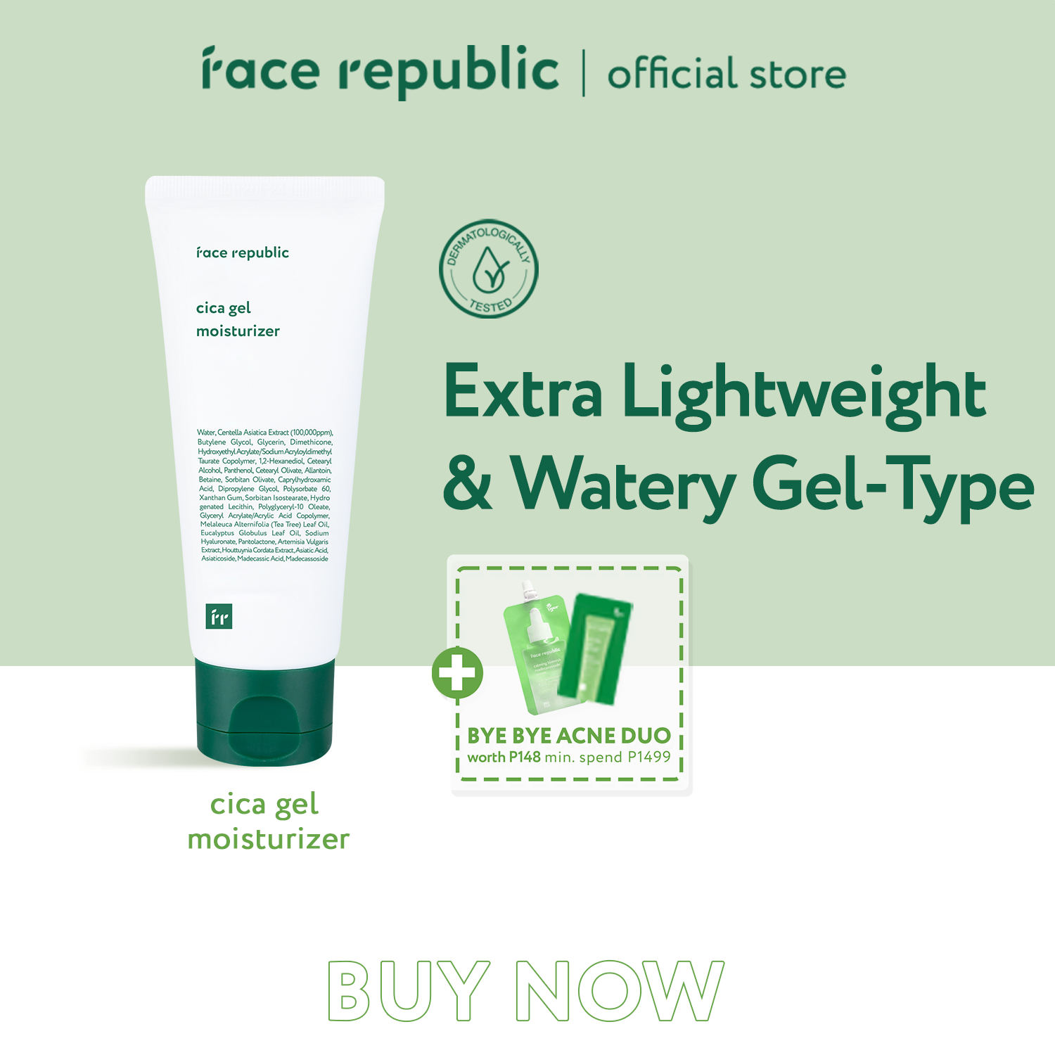 Face Republic CICA Gel Moisturizer 50mL [ Oily, Sensitive Skin, Acne / Tea Tree] Clean Kbeauty