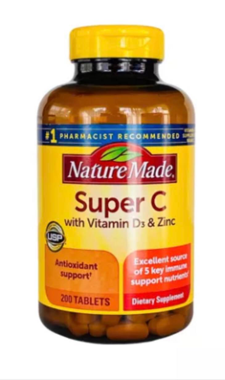 BEST SELLER NATURE MADE SUPER C with Vitamin D3 & Zinc (200 tablets