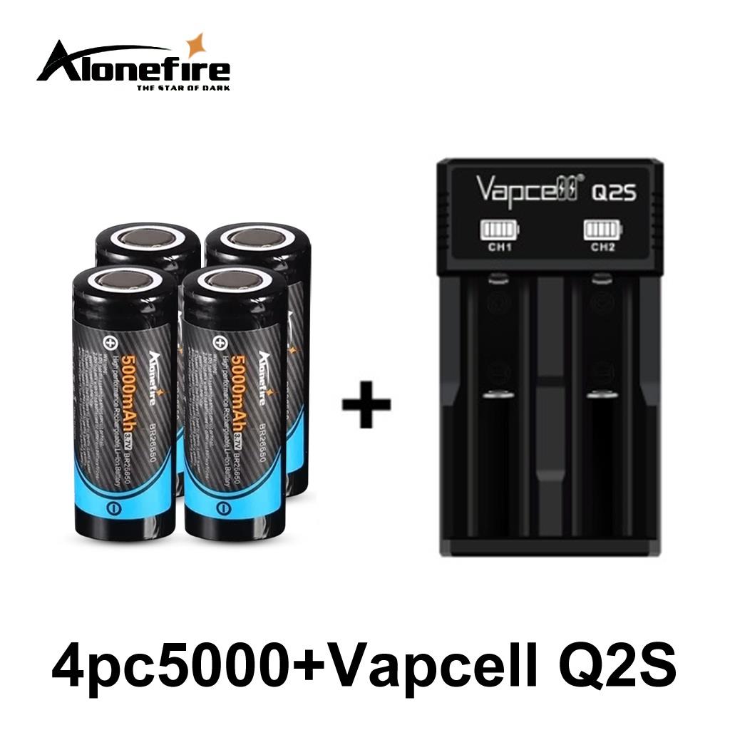 Alonefire 26650 Rechargeable Battery 3.7v4.2v 5000mAh Liion lithium