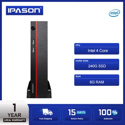 Ipason Office Mini Pc (Intel 4 Core, 8GB RAM, 240GB SSD) & Mini Pc + Monitor, Free Keyboard Mouse Desktop Computer