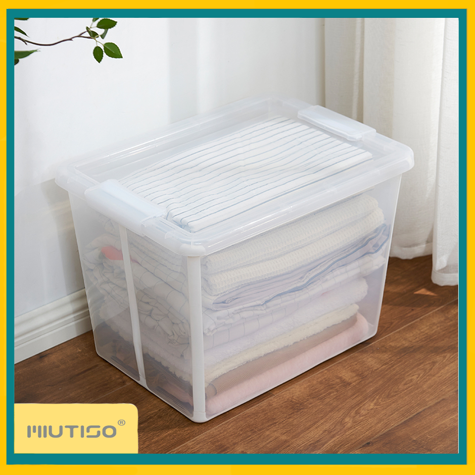Miutiso Clear Collapsible Storage Bin Without Lid Transparent Plastic