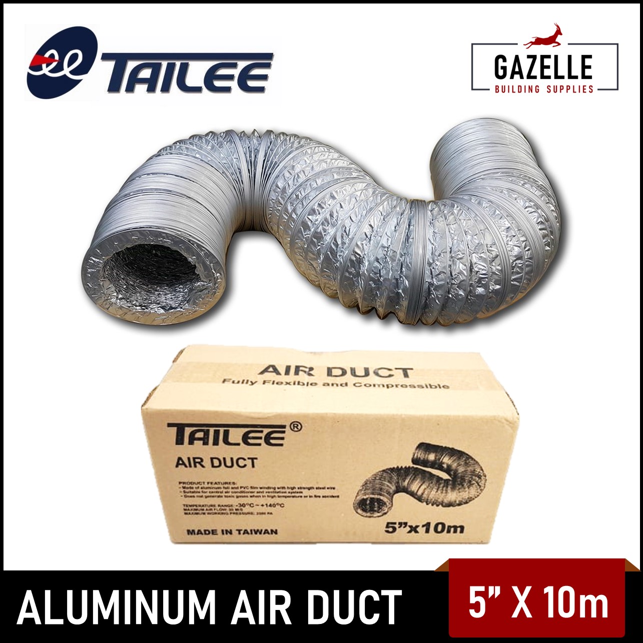 Tailee Flexible Aluminum Air Duct Hose Flexible Compressible Exhaust