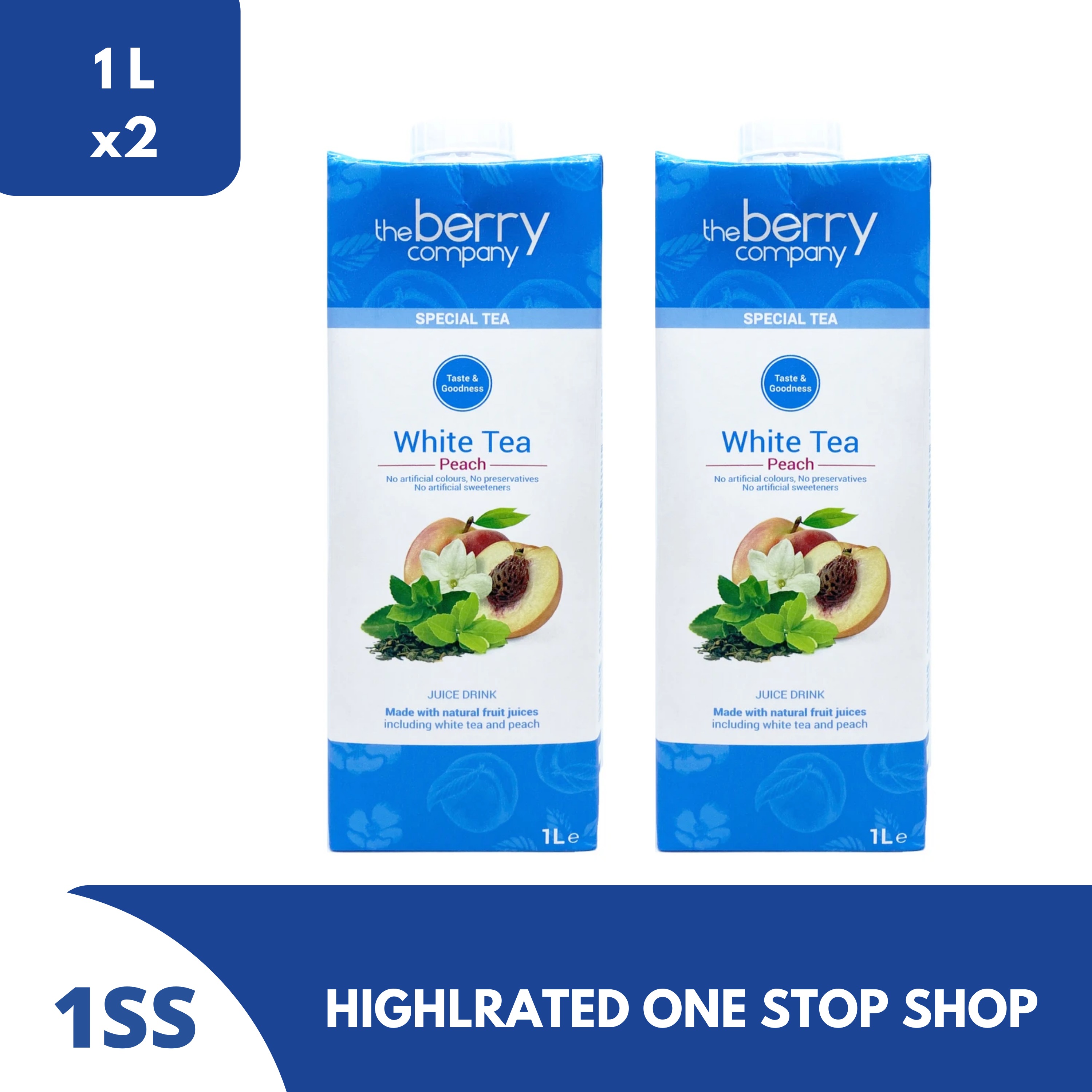 The Berry Company Special Tea White Tea Peach Juice Drink, 1L set of 2