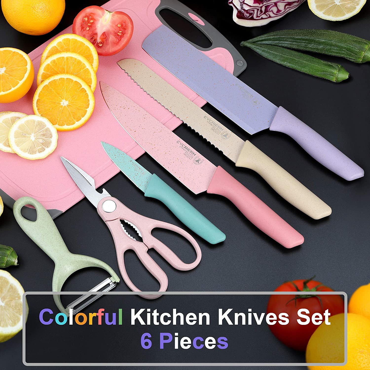 Ceramic Knife Set,Professional Kitchen Knives with Sheaths and One Peeler,Rust Proof Ultra -Sharp 3 inch 4 inch 5 inch 6 inchChef Knife Utility Fruit