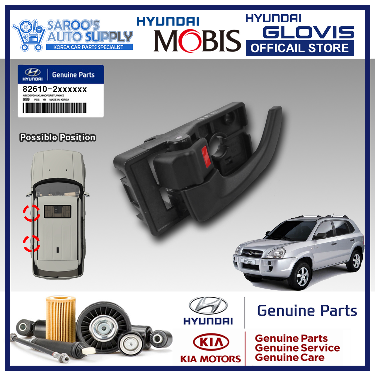 [Genuine][Left] Inside Door Handle For Hyundai Tucson , 2004-2009 ...