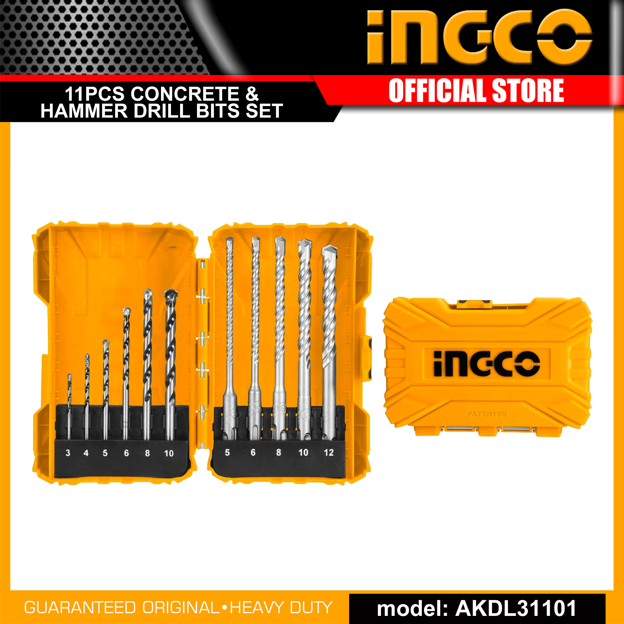 INGCO 11pcs Concrete and Hammer Drill Bits Set AKDL31101 IHT Lazada PH