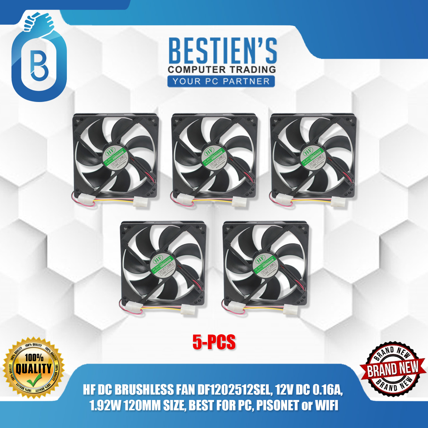Snapklik.co : 2-Pack 120 Fan DC 12V Coputer Fan 120 X120 X 25