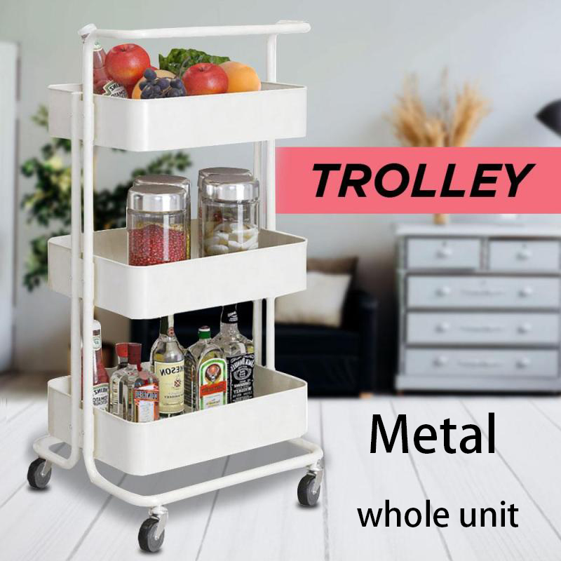 3Tier Kitchen Utility Metal Trolley Storage Cart Shelf Rack Organizer