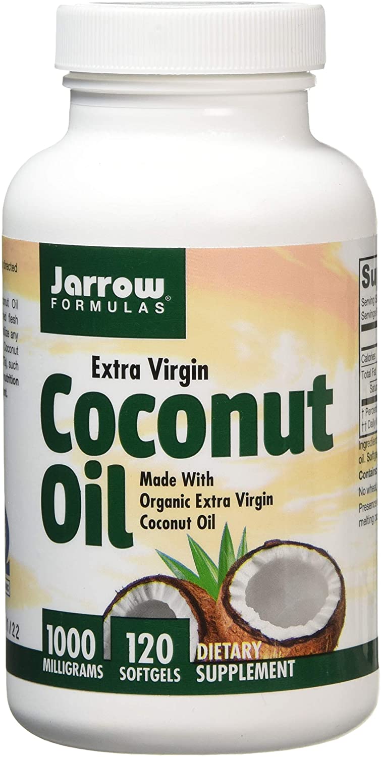 Jarrow Formulas Coconut Oil 100 Organic Extra Virgin, 1000 mg, 120