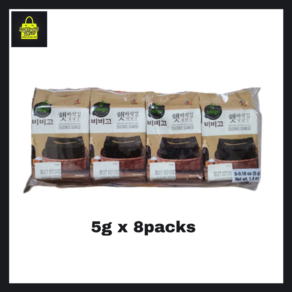 ☚8 Packs CJ Bibigo Savory Roasted Seasoned Seaweed Snack 5g-NOW NEW ...