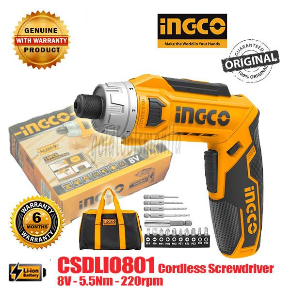 INGCO CSDLI0801 Cordless Screwdriver 8V5.5Nm 220rpm Lazada PH