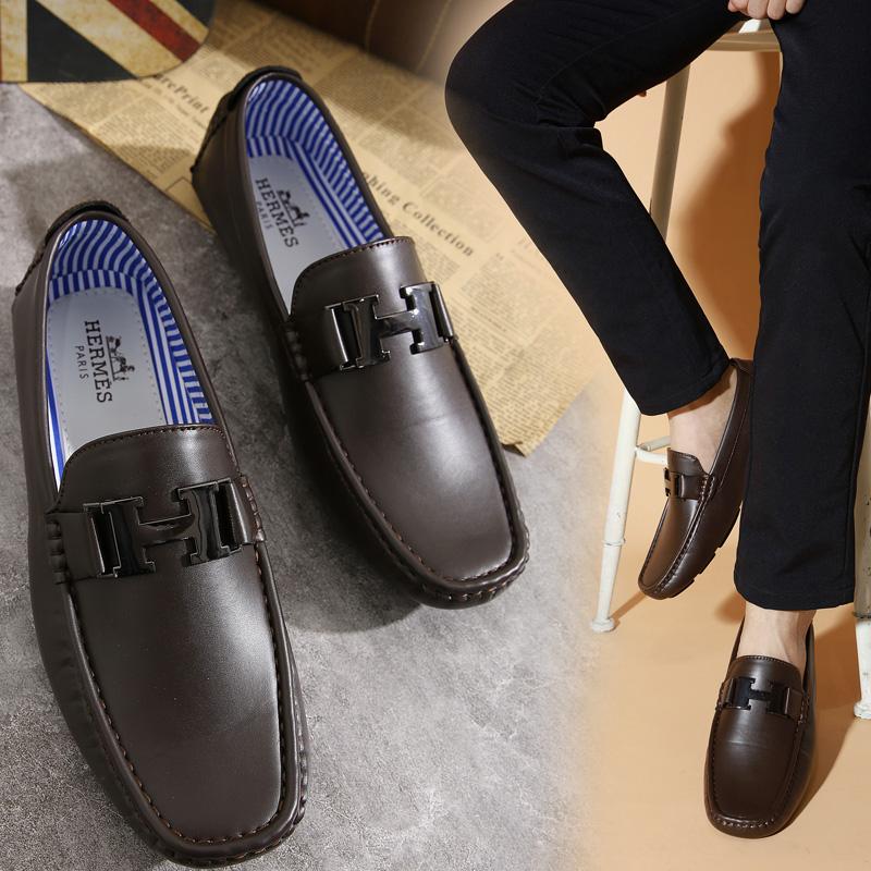 Men's Hermes Leather Shoes Slippers 