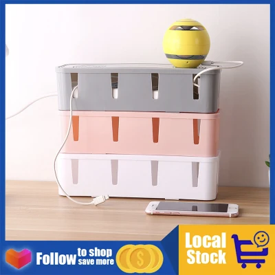 Creative Collection PVC Plastic Box Cable Extension Cord Wire Organizer Desktop Gadget Power Socket Storage Bin Mobile Charger Electrical Holder -