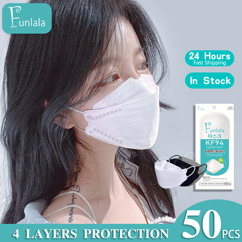 50pcs KF94 Face Mask Korean style design for adult original on sale Black pm2.5 protective mask