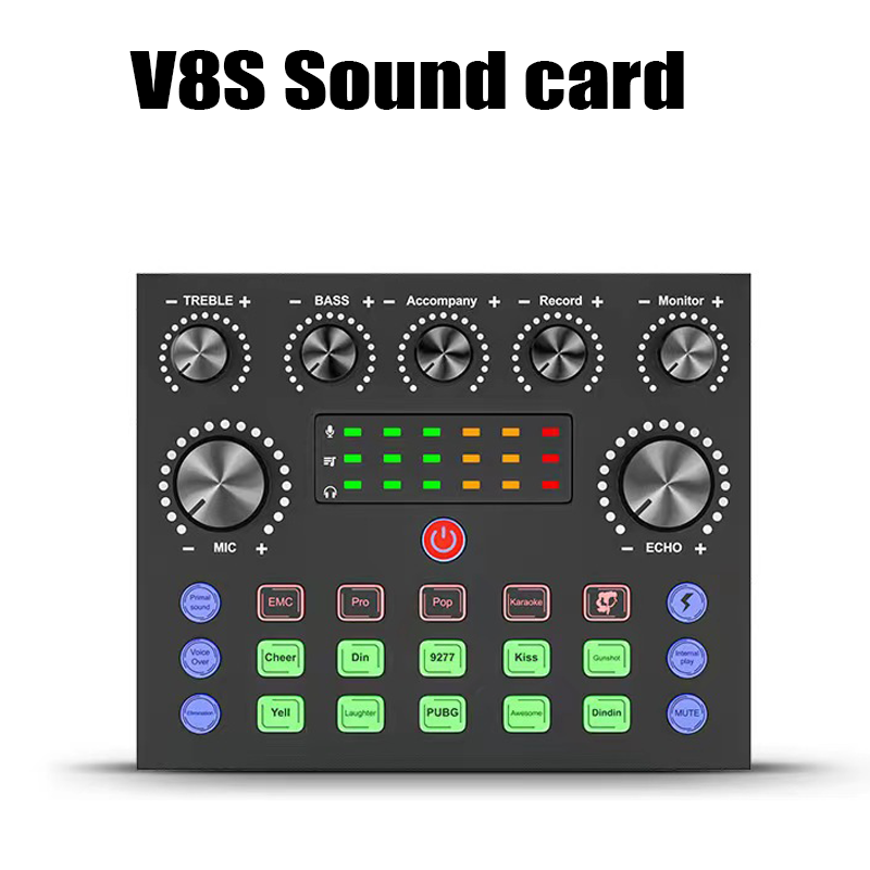 V8S Sound Card Complet Set With Microphone Condenser Set Mixer
