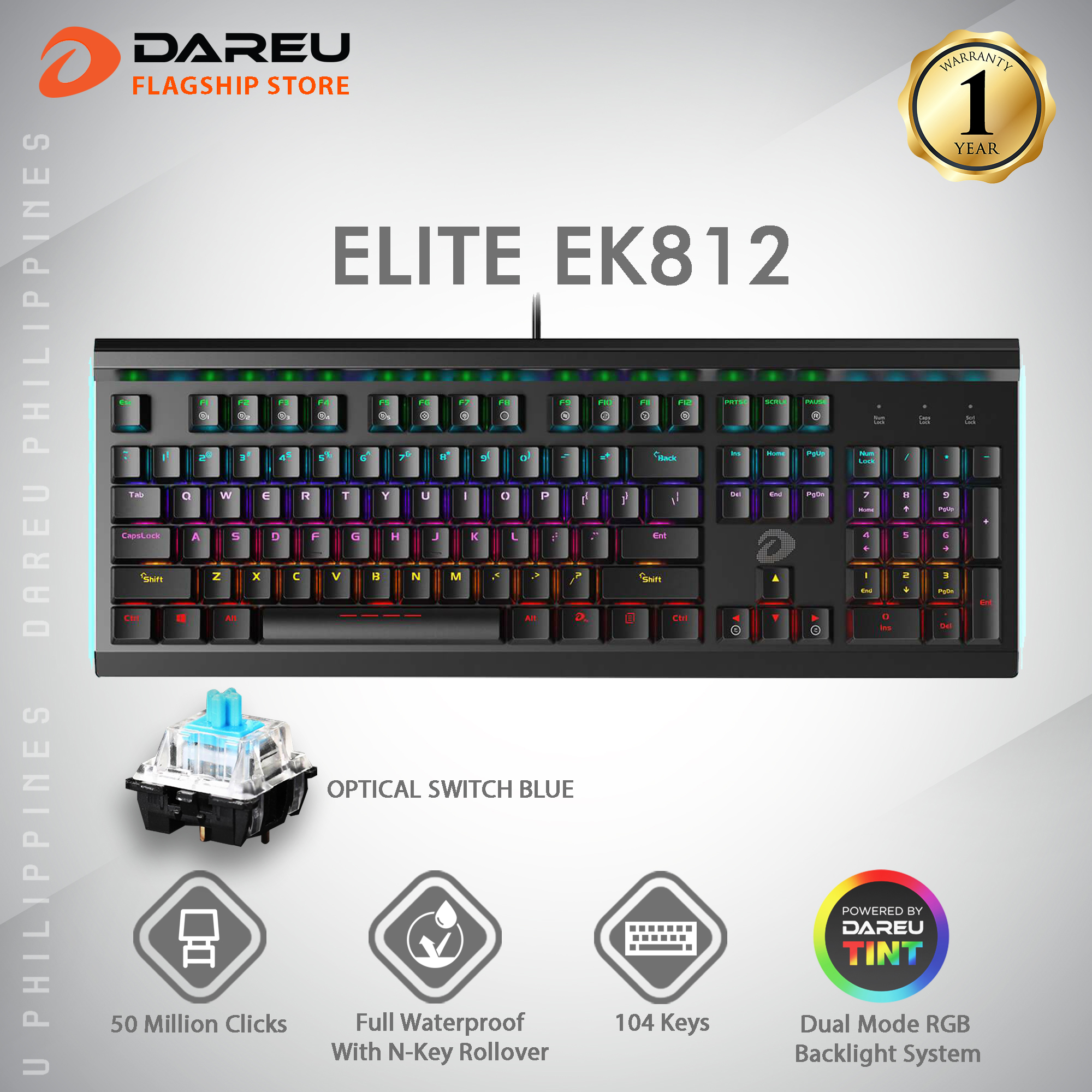 Dareu EK812 Elite Mechanical Keyboard Optical Switch Adjustable dual