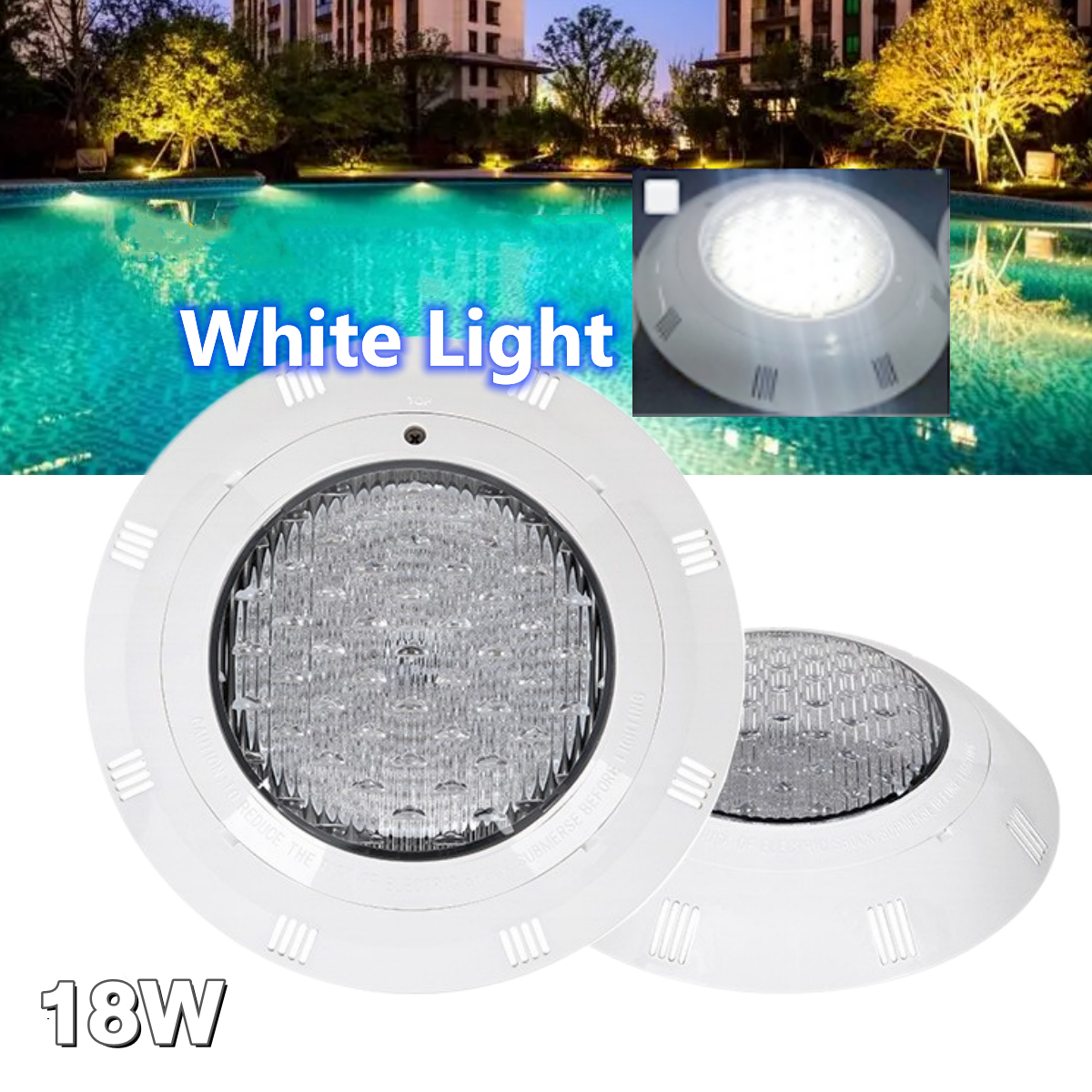 AC 12V Swimming Pool Lamp White Light 18/25W LED Pool Light IP68 ...