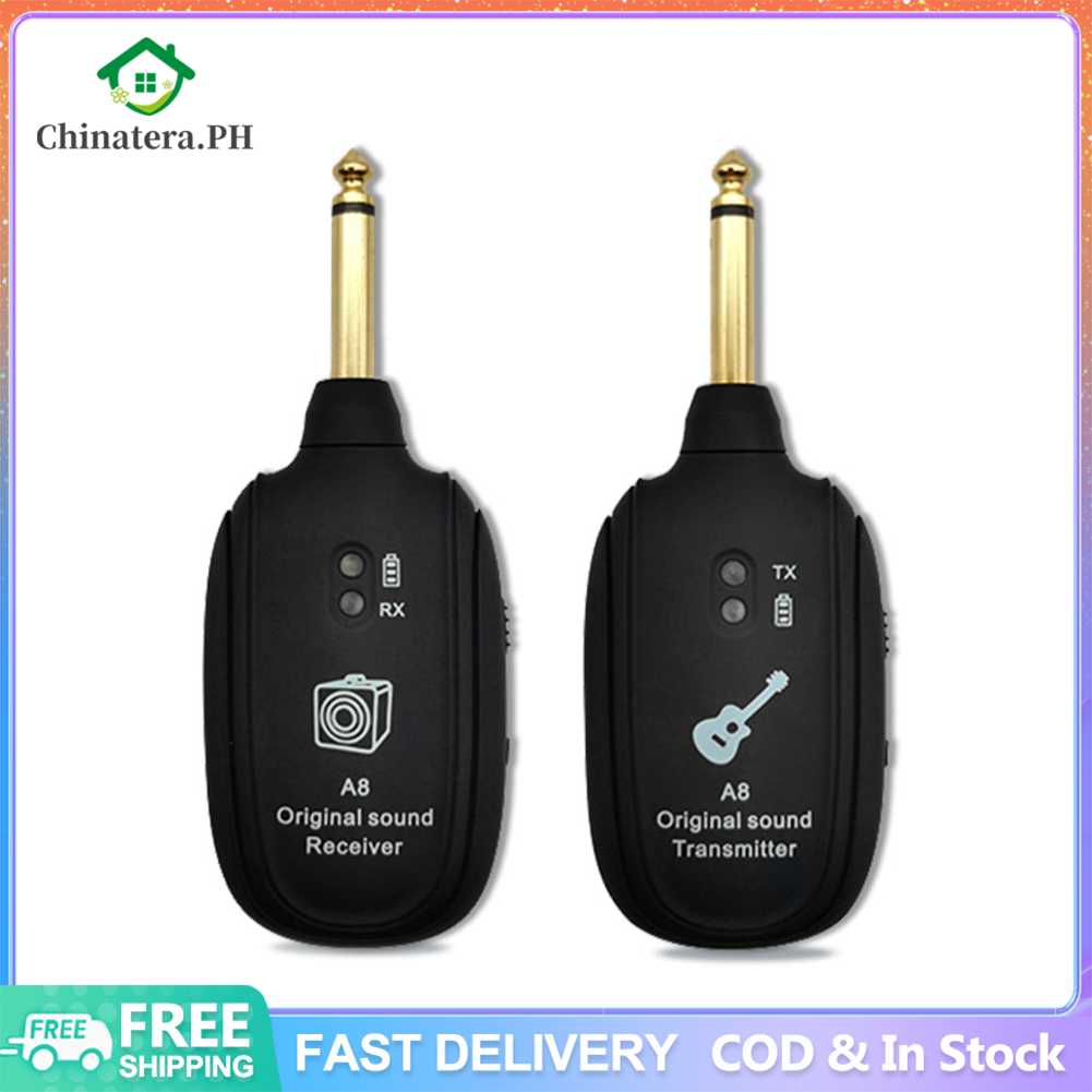 [Fast Delivery] A8 UHF Pick Up Acoustic Guitar Wireless Transmitter Receiver Set Range for