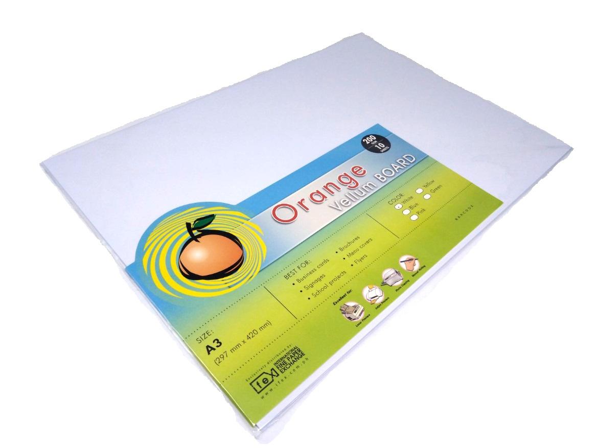 10 to 100 Sheets Orange Vellum Board Specialty Board 200gsm size A3