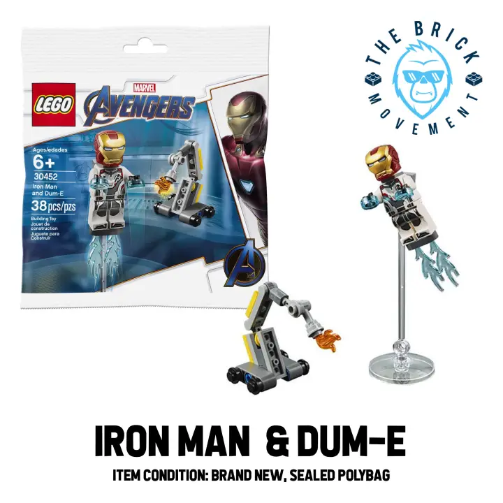 lego iron man and dum e
