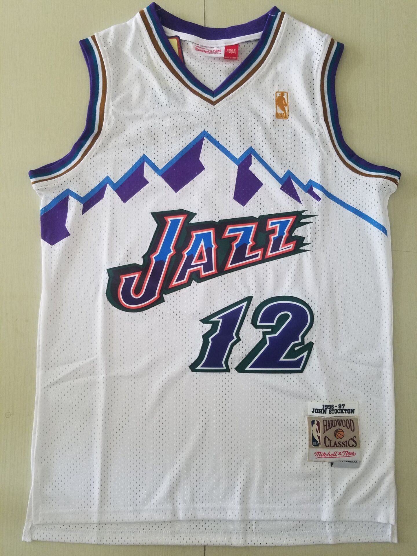 Men's Mitchell & Ness John Stockton White Utah Jazz Hardwood Classics  1996-97 Swingman Jersey