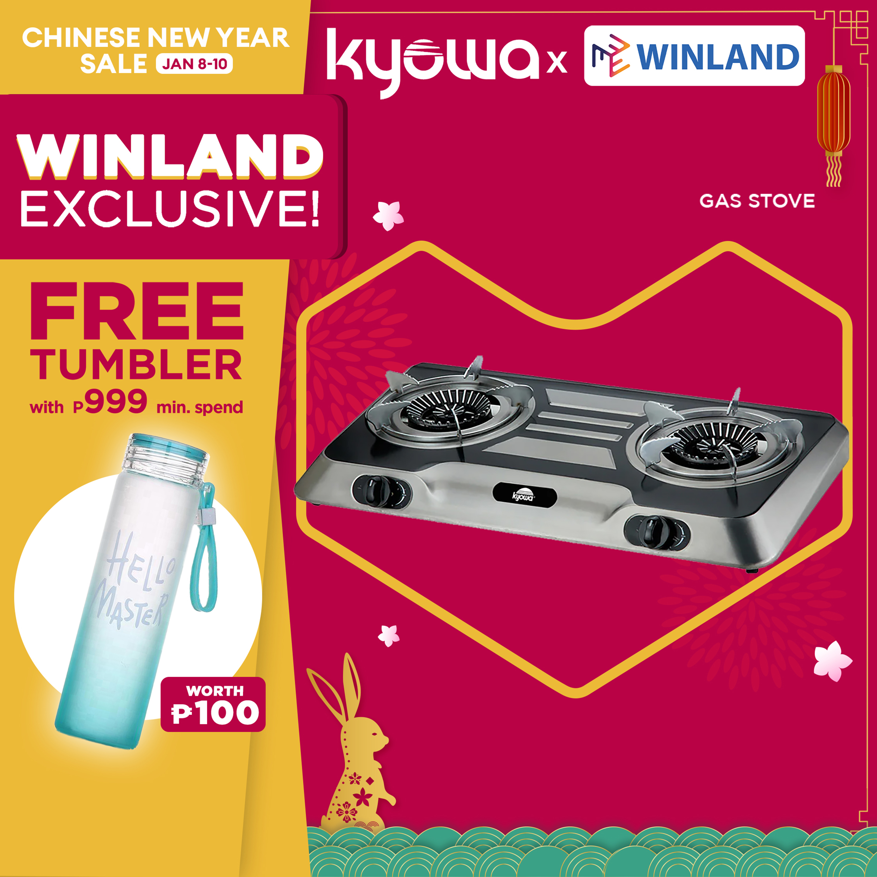 KYOWA by Winland Double Burner Stainless Steel Gas Stove with Cast Iron
