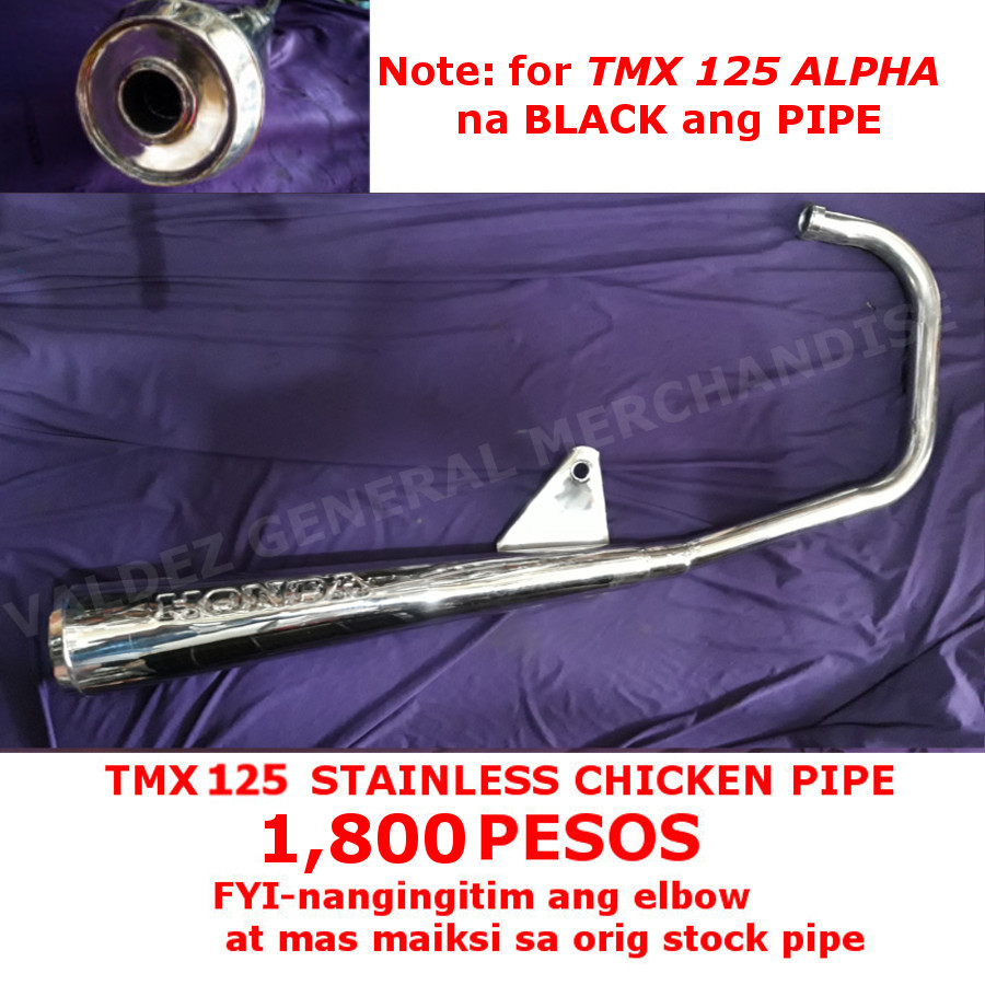 TMX 125 Alpha Full Exhaust System Muffler, Open Muffler Chicken Pipe