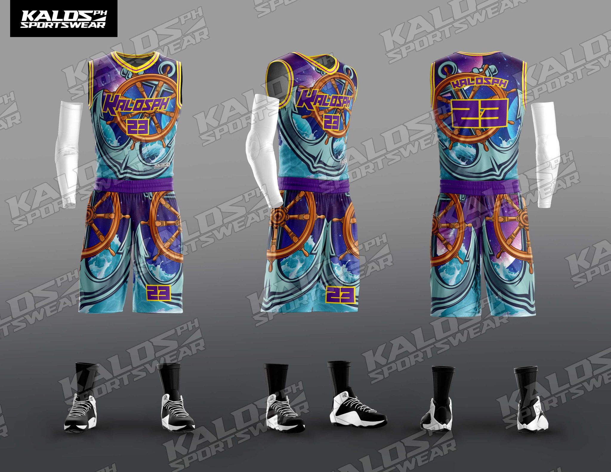 0107 SEAFARER MARINE SEAMAN DESIGN BASKETBALL JERSEY SET SANDO AND SHORT