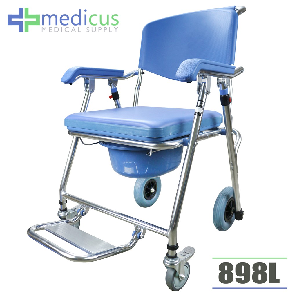 Medicus 898L Heavy Duty Foldable Commode Chair Toilet with Wheels ...