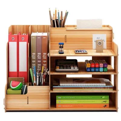 Philippines Top1 Wooden Desktop Organizer Light Weight Office Supplies Books Holder Paper Extraction Storage Box
