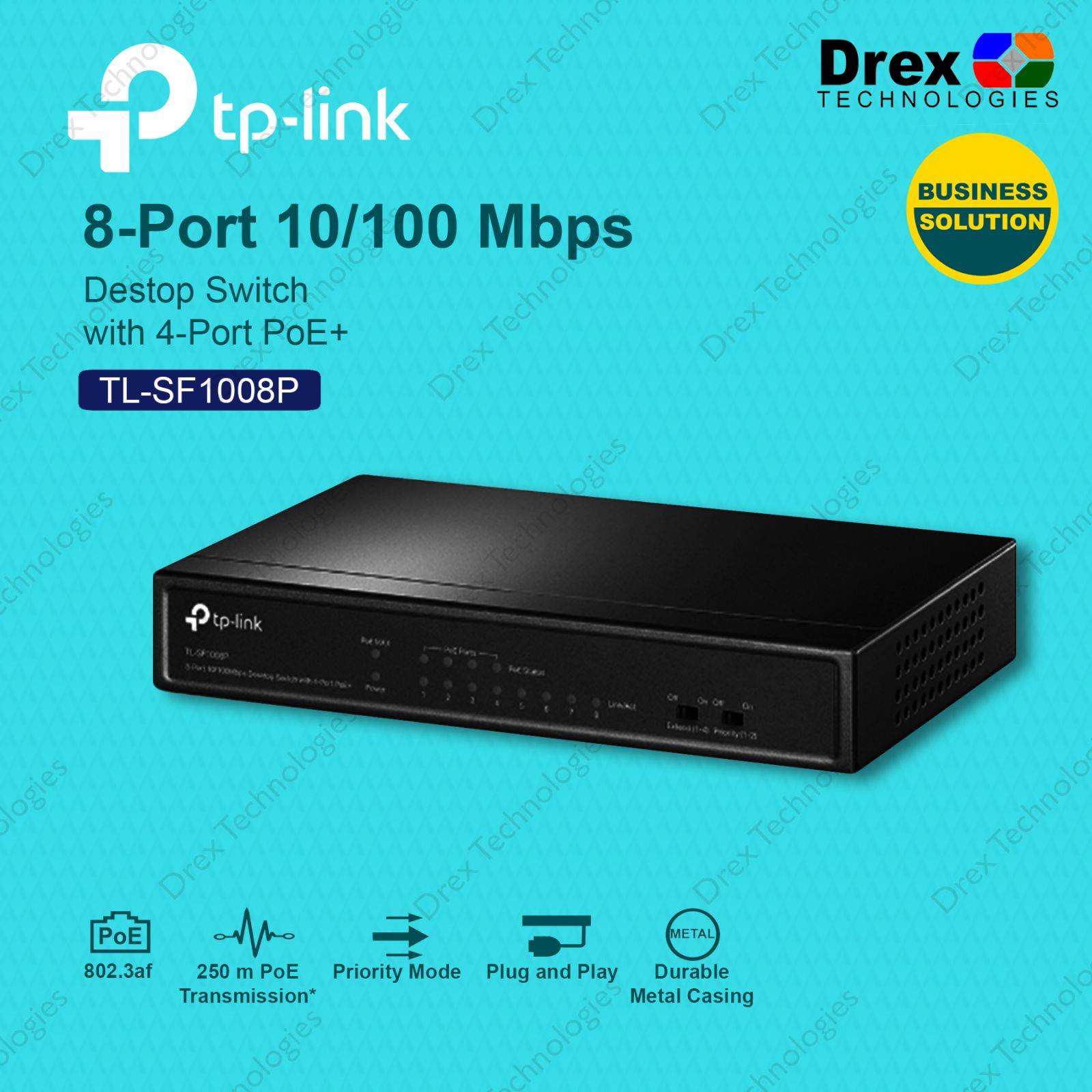 TP-LINK TL-SF1008P 8-Port 10/100 Mbps Desktop Switch With 4-Port POE ...