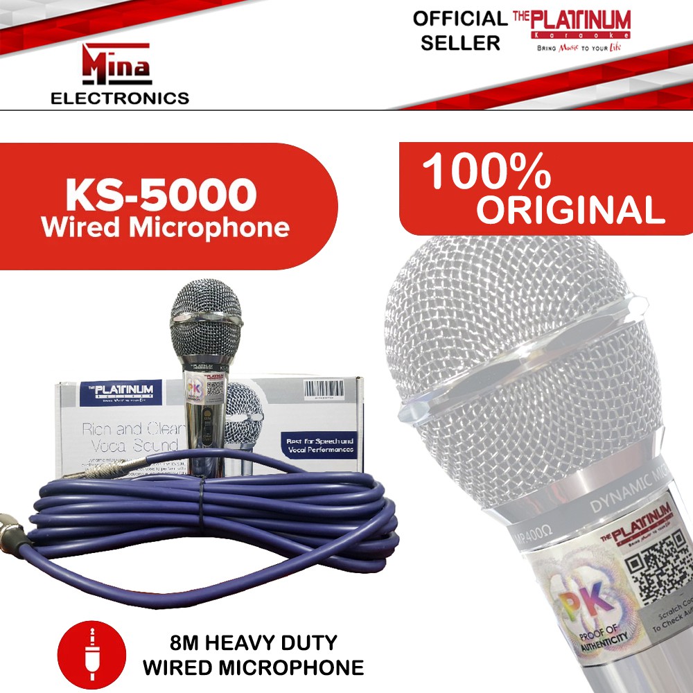 KS5000 Platinum Heavy Duty Wired Microphone (10Meters) ORIGINAL