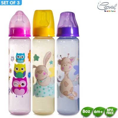 Coral Babies 8oz Tinted Feeding Bottles - Set of 3