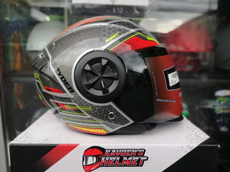 SPYDER REBOOT2 GLOSS RED HALF FACE SINGLE VISOR HELMET FREE EXTRA LENS ...