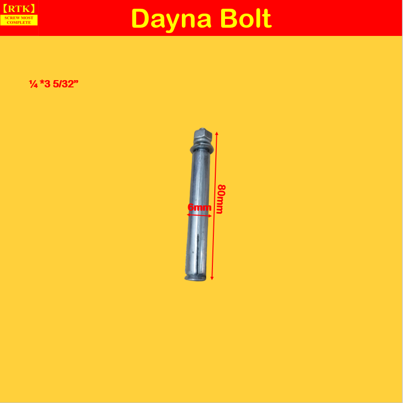 RTK (PER PIECE) Dynabolt/Dyna Bolt/Expansion/Anchor bolt ¼ *2 3/8”, ¼ ...