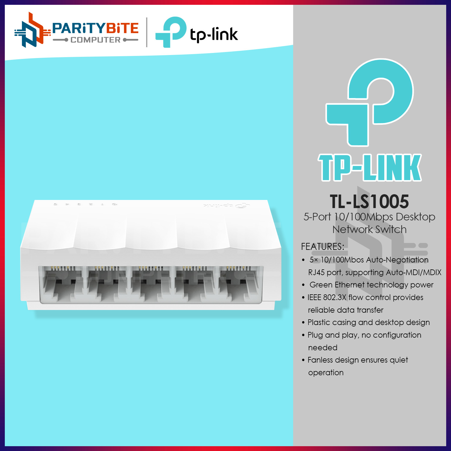 TP-Link LS1005 5-Port 10/100Mbps Desktop Switch Hub | Lazada PH