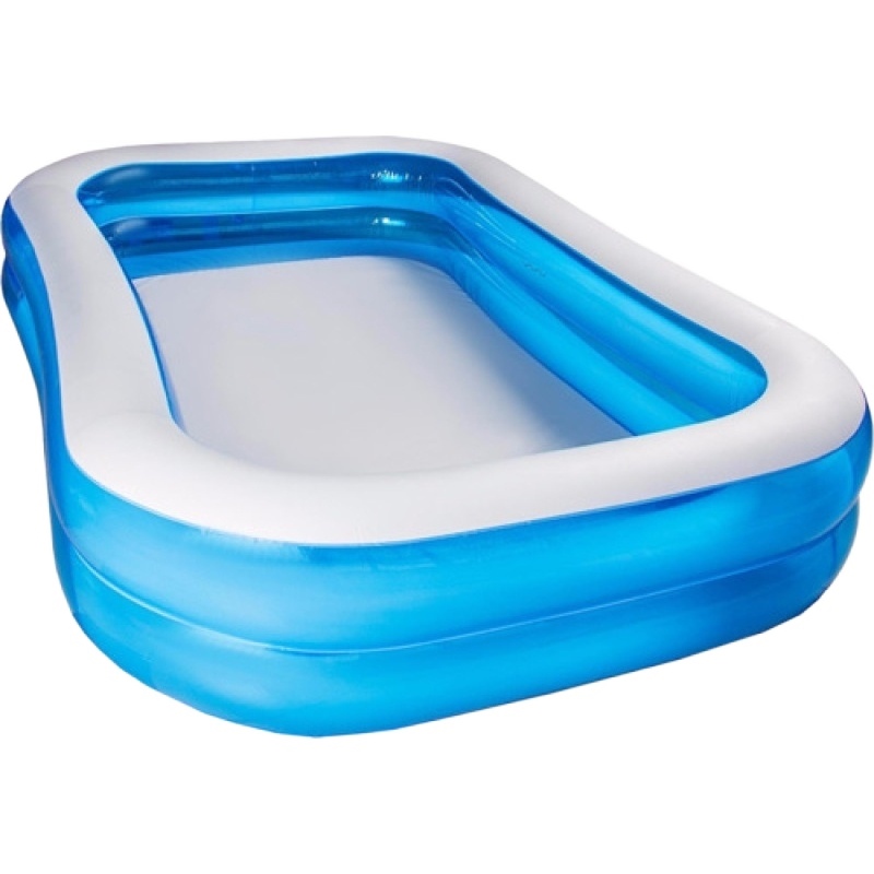 BESTWAY Blue Rectangular Family Size Pool with FREE Electric Air Bed