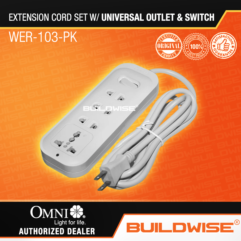 OMNI Extension Cord Set with Universal Outlet & Switch WER103PK
