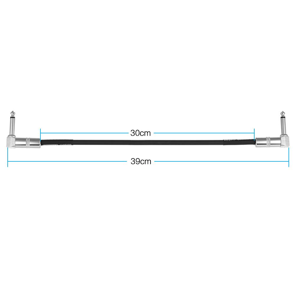 [ammoon]quà bí mật Bộ 3 Dây Cáp Nối Bàn Đạp Hiệu Ứng Ghi Ta, 30Cm/1.0ft Dài Với 1/4 Inch Áo Khoác PVC Màu Đen Phích Cắm Góc Phải Màu Bạc 6.35Mm