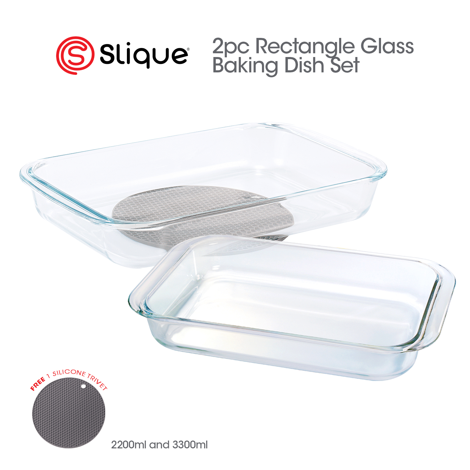 Bakeware Glass Oven Pan SLIQUE Premium Borosilicate Glass