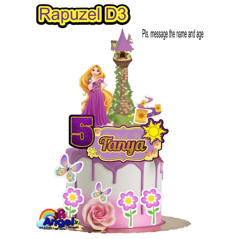 Princess Rapunzel Topper And Castle Cake Topper Kids Birthday Cake  Decoration | eBay