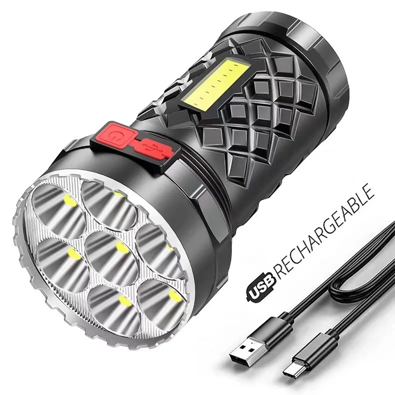 Super Bright Powerful 7 Led Spotlight Rechargeable Longrange Torch