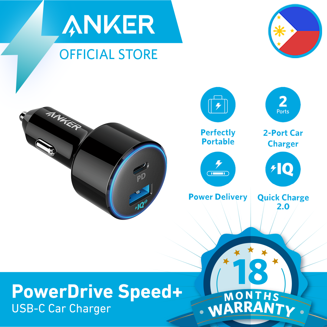 Anker PowerDrive Speed+ USB C Car Charger, Portable Charger, 2 Car