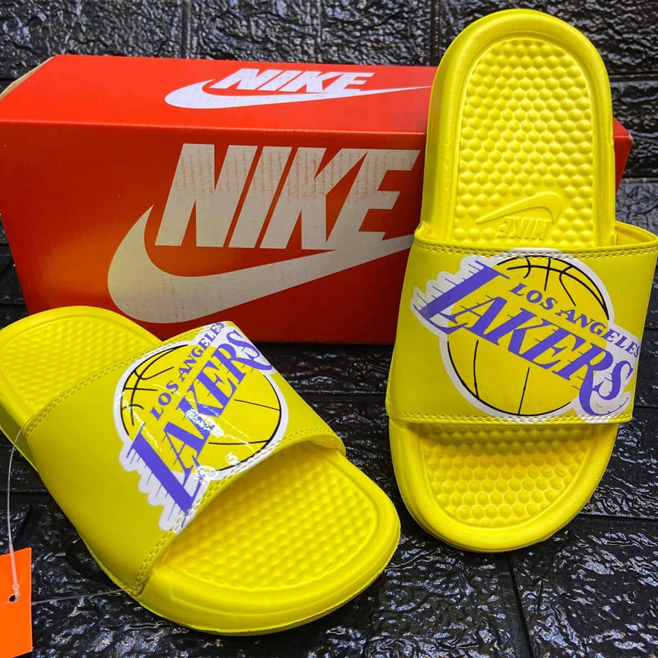 nike slides yellow