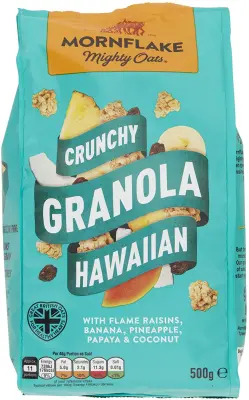 Mornflake Mighty Oats - Crunchy Granola Hawaiian - With Raisins, Banana, Pineapple, Papaya & Coconut From UK (500g)